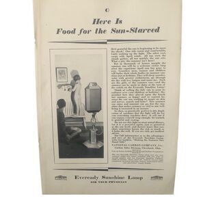 Vintage 1929 Eveready Sunshine Lamp Sun Starved Ad Advertisement
